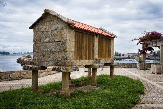 Horreo in Cambados, Rias Bajas, Pontevedra, Galicia, Spain, Europe.