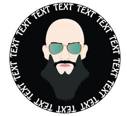Icon, man with beard, bald man, man with glasses, vector graphics