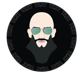 Icon, man with beard, bald man, man with glasses, vector graphics