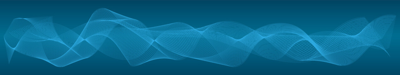 abstract blue wave lines frame on blue background