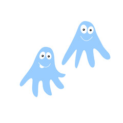 Cute ghosts. Vector Halloween illustration isolated on white background. Magic characters for print, party, poster, invitation, any design