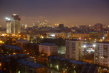 Fototapeta na wymiar Night city. Moscow apartments at night. Business Center Moscow City. Moscow. Russia.