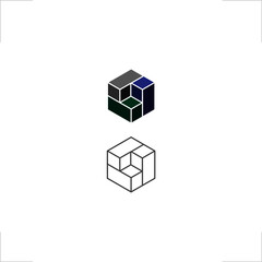  hexagon logo geometric block design