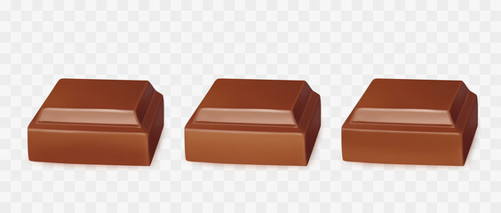 Chocolate pieces, on white background. Vector illustration. 