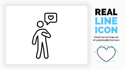 Fototapeta premium Editable line icon of a stick figure person in love