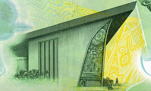 Bird Of Paradise - National Emblem Symbolising National Unity; National Parliament Building, Portrait From Papua New Guinea 2 Kina 2007 Polymer Banknotes. Collection.