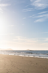 A bright day on a wide open beach in Little Brittany, France.