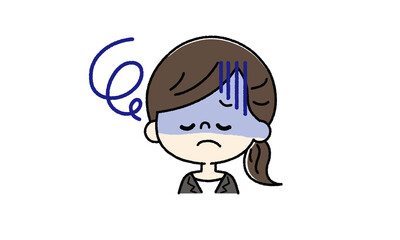 体調不良の女性イラスト（ベクター）