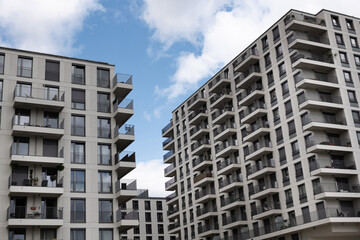 Fototapeta premium Modern large apartment buildings with balconies in Berlin.
