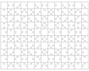Vector illustration of white puzzle, separate pieces	
