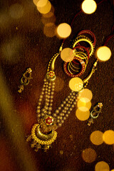 necklace and bracelets with bokeh effect