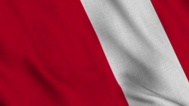 Peru national flag waving with fabric texture fluttering in wind in a seamless loop in smooth slowmotion animation background