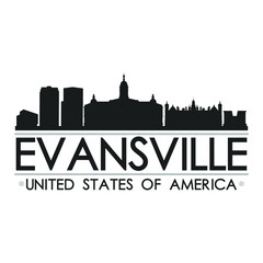 Fototapeta premium Evansville Skyline Silhouette Design City Vector Art
