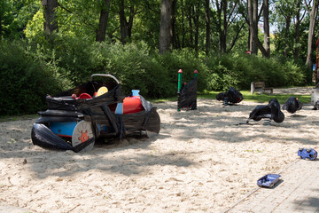 Closed municipal playground due to coronavirus epidemic