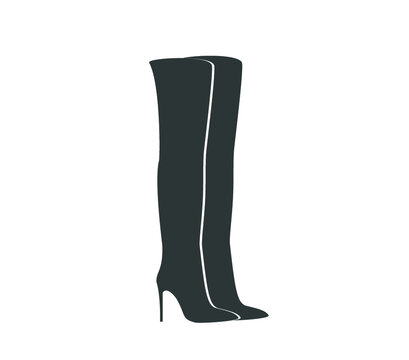 High boots vector. Shoes vector illustration