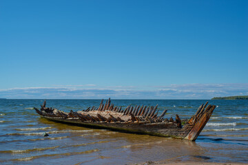 Abandoned shipwreck of schooner 