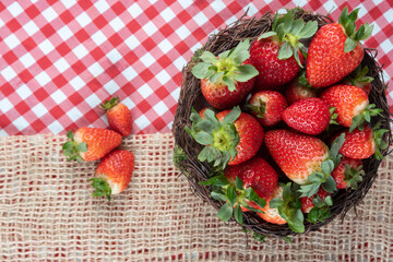 Arrangement with beautiful strawberries and accessories