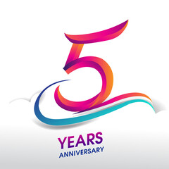 5th Years Anniversary celebration logo, birthday vector design.