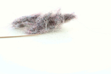 Shallow depth of field image. Tumble dryer lint showing all the tiny microplastic fibres released...