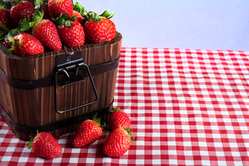 Arrangement with beautiful strawberries and accessories