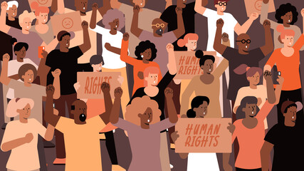 Illustration of people demonstrating on street