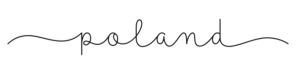 POLAND black vector monoline calligraphy banner with swashes