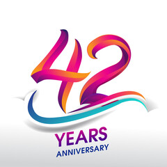 42nd Years Anniversary celebration logo, birthday vector design.