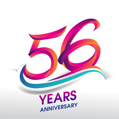 56th Years Anniversary celebration logo, birthday vector design.