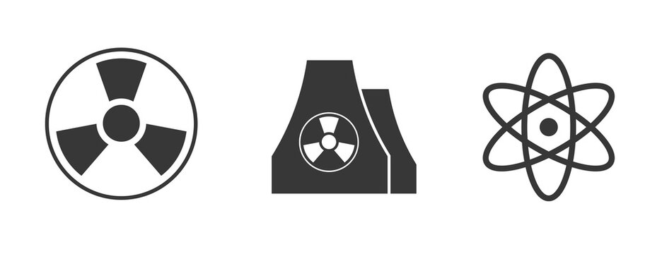 nuclear plant radiation vector icon atom science icon set