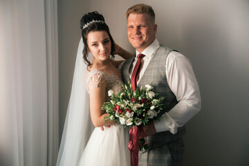 happy newlyweds portrait photo.wedding photo