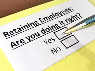 One person is answering question about retaining employees.