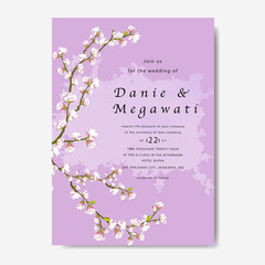 Beautiful cherry blossom wedding invitation template