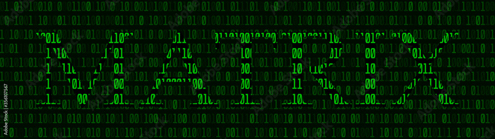 Wall mural Technological green matrix of zeros and ones. Binary computer code. Abstract digital background. Vector Illustration. - Wall murals