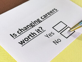 Obraz premium One person is answering question about changing careers.
