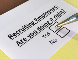 Obraz premium One person is answering question about recruiting employees.