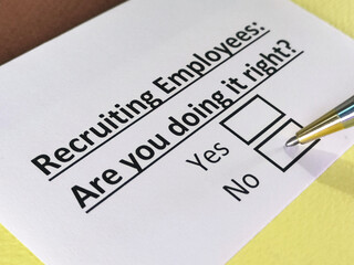 One person is answering question about recruiting employees.