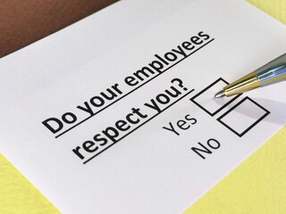 Obraz premium One person is answering question about respect from employees.