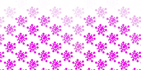 Fototapeta na wymiar Light Purple, Pink vector background with covid-19 symbols.