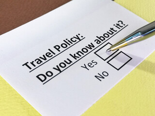 Obraz premium One person is answering question about travel policy.