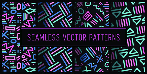 Seamless Abstract 90s Surf Patterns