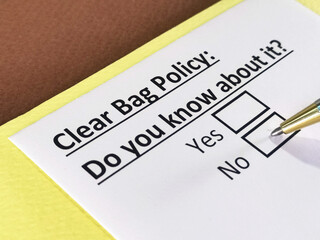 One person is answering question about clear bag policy.