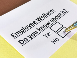 Obraz premium One person is answering question about employee welfare.