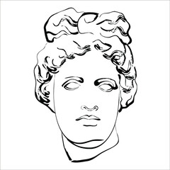 Vector linework of Apollo Belvedere on white background