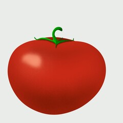 one fresh red tomato isolated on white digital art