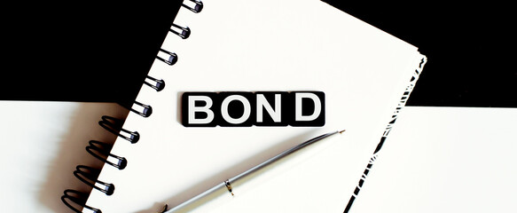 Business Words on notepad. Work business tex BOND