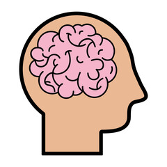 silhouette man with anatomy brain design