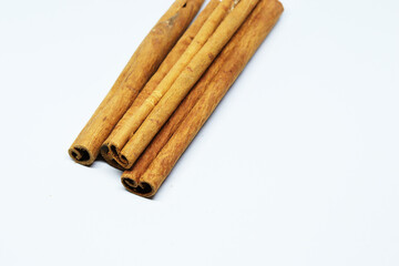 Fragrant cinnamon sticks isolated on white background without shadow