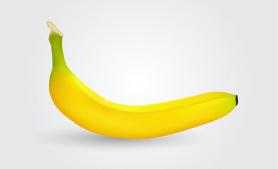 Perfect yellow banana. Realistic 3d vector isolated on white background.