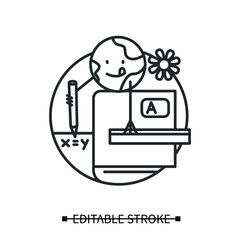 School curriculum icon for web online education or e-learning, training courses. Digital learning, distant teaching and online classes concept. Calendar icon design vector illustration
