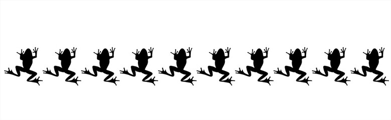 Vector silhouette of collection of frogs on white background. Symbol of lake animals.